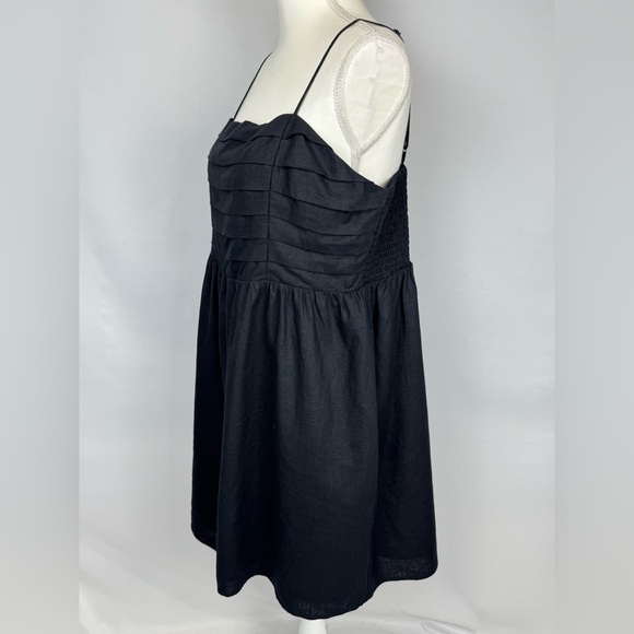 Express Sleeveless Sundress Black Linen Blend Large Preppy Vacation Beach Resort - Picture 5 of 11